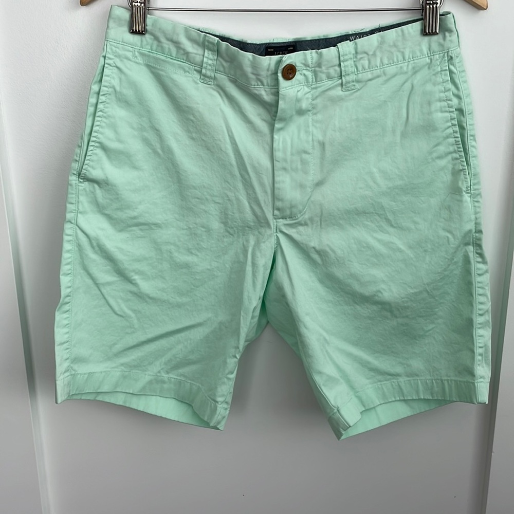 Mint green unisex J. Crew shorts.